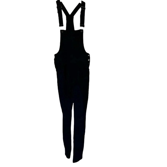 2/$30 American Bazi Size Small Bib Overalls Women Black Distressed Denim Jean - Picture 2 of 10